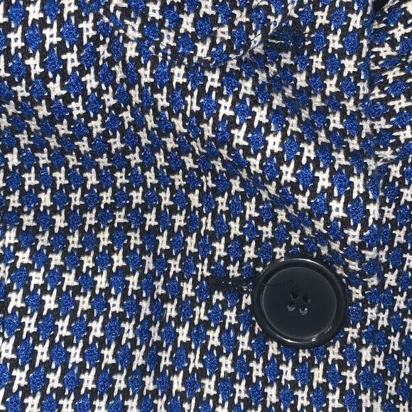 AB Studio Womens Sz 6 Button Front Wool Blend Pea Coat Blue Black White 3/4 Slee - Picture 9 of 9